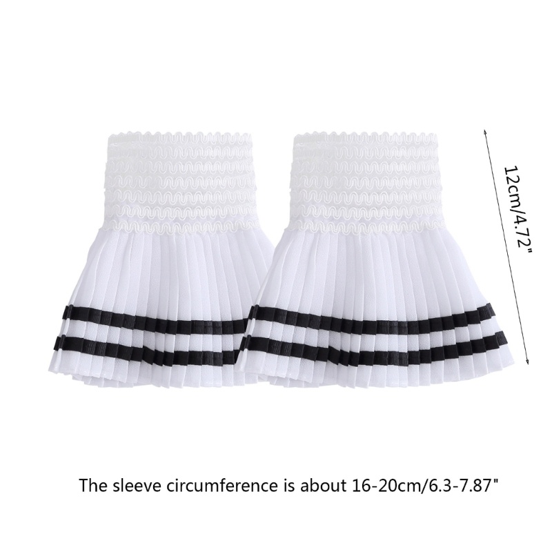 Vòng Tay Giả Xếp Ly Màu Trắng Đen Tháo Rời Được HAN