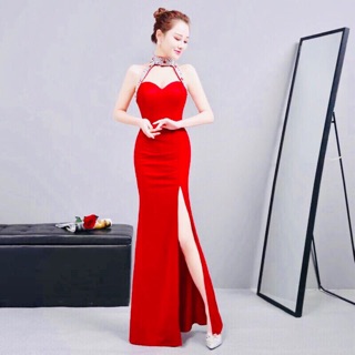 Đầm cổ yếm dạ hội mạn Ngọc siêu xinh-có 3 màu :đỏ-đen-xanh