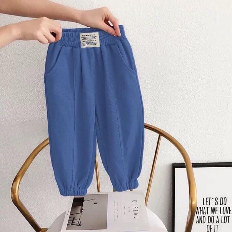 Quần nỉ lót lông cho bé trai, bé gái dáng jogger, set 4 quần nỉ bông trẻ em siêu ấm, dày dặn bo chun gấu thời trang