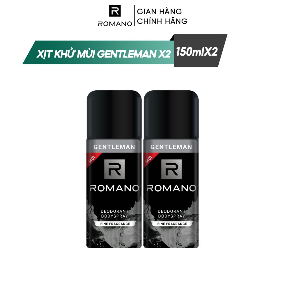 Combo 2 Xịt toàn thân Romano ngăn mồ hôi và mùi cơ thể 150ml/chai