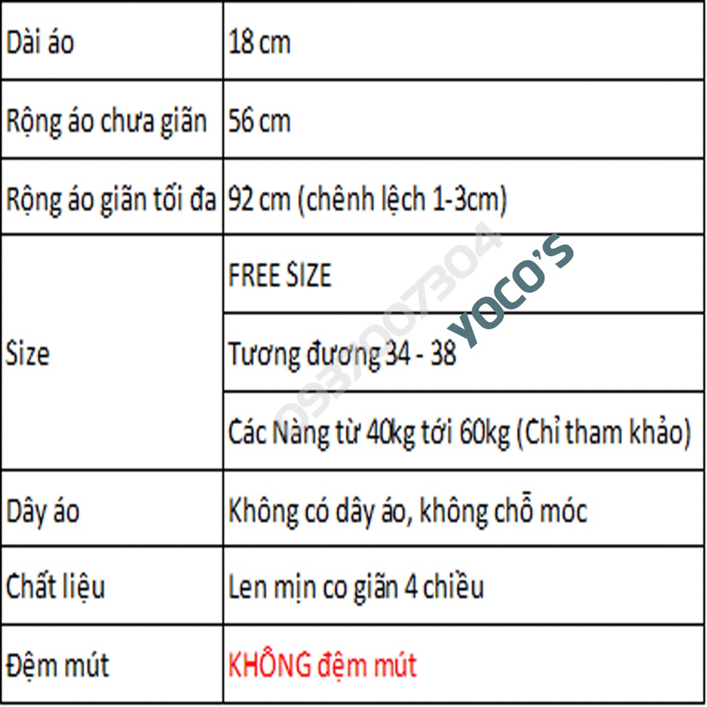 Áo ống không dây không đệm mút  YOCO'S, Bra quây ngực BRA020-Smartlife365