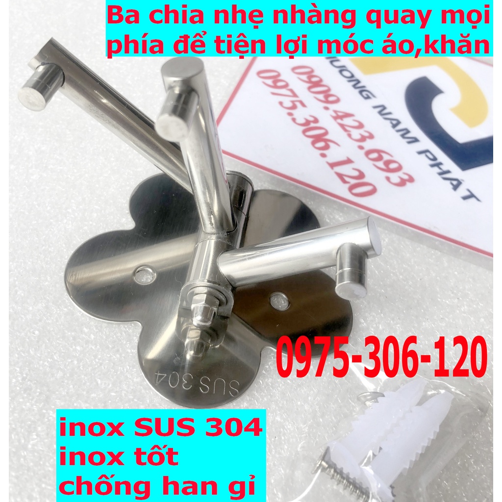 [ĐẢM BẢO 100% INOX 304] Bộ 3 chia treo quần áo trong nhà tắm INOX 304 HÀNG ĐẶT ĐÁNH BÓNG ĐẸP BA CHIA HOA