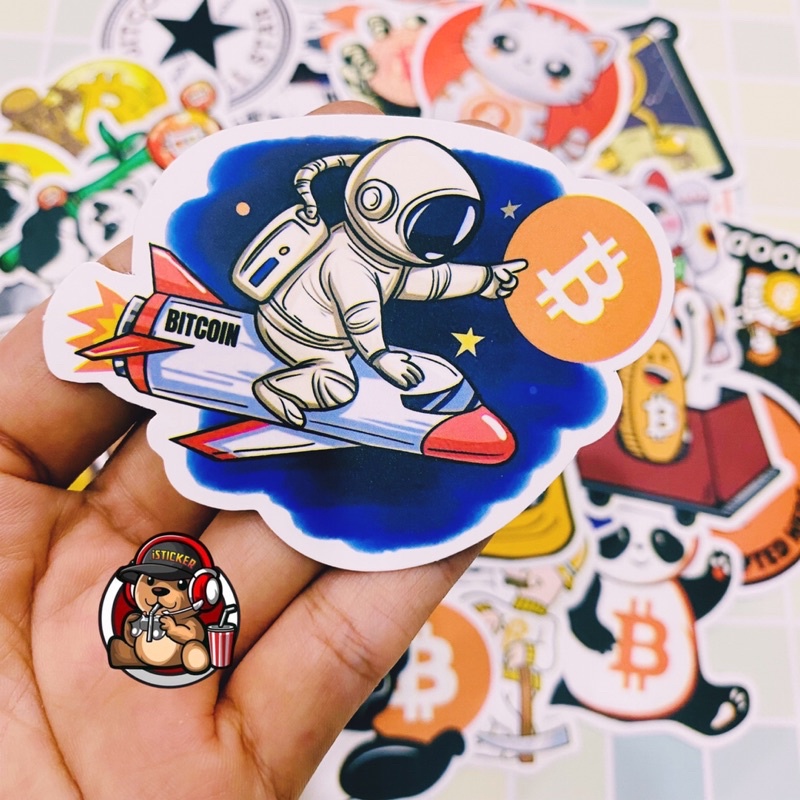 Sticker cute dễ thương hình dán crypto btc bitcoin chống thấm nước dán mũ bảo hiểm, vali, laptop