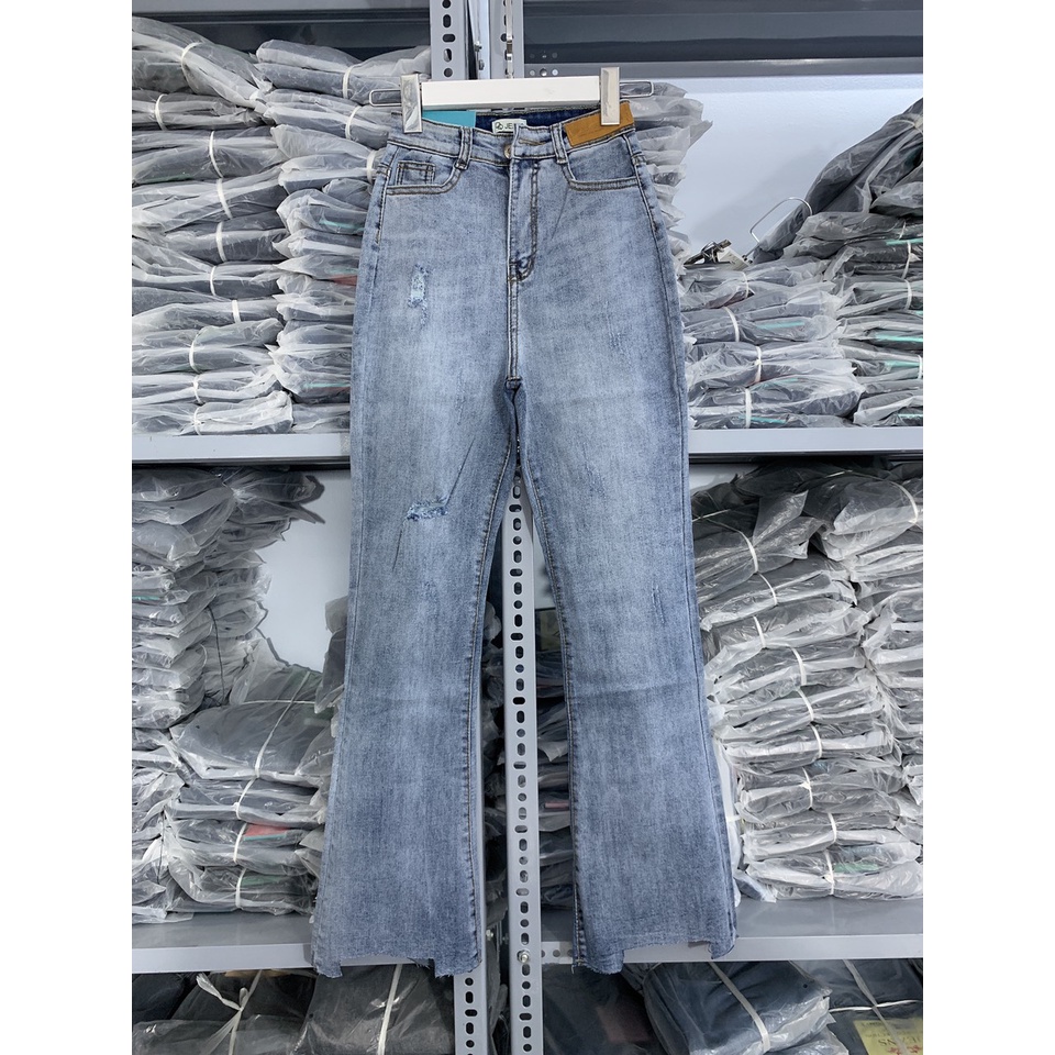 quần jeans nữ ống loe quần bò loe ống bass cạp lưng cao chất jean co dãn phom dài