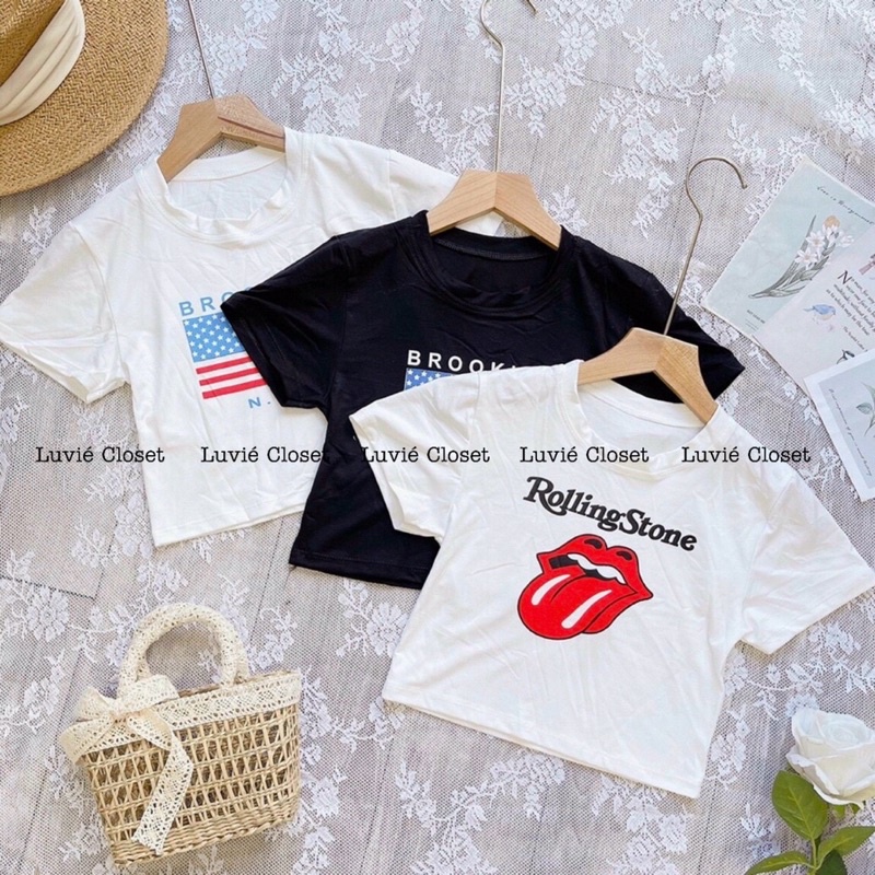 Áo Croptop In Hình Ngắn Tay, Áo Thun Ôm Body Thời Trang Cho Nữ