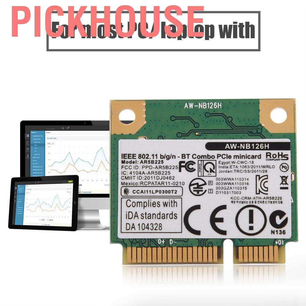 Card Wifi Không Dây 2 Trong 1 2.4g Cho Mini Pci-E Slot Dell / Asus / Toshiba / Benq