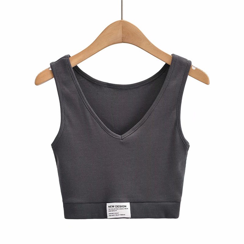 Áo Ba Lỗ Không Tay Cổ V Cổ Tim Dáng Bo Croptop Tag NEW DESIGN Chât Thun Tăm Cao Cấp Sugal TOP NU 030V2
