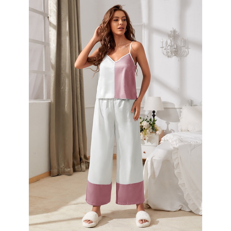 Bộ Đồ Ngủ Bằng Lụa Mát Hai Màu Sắc Thời Trang Mùa Hè Dành Cho Nữ