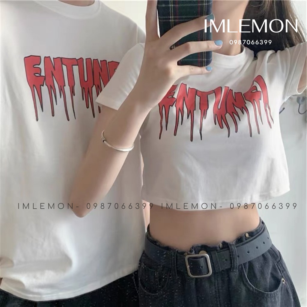 Áo Thun Nam Nữ ENTUNEI Rực Lửa Croptop và Áo Thun Form Rộng Couple Team