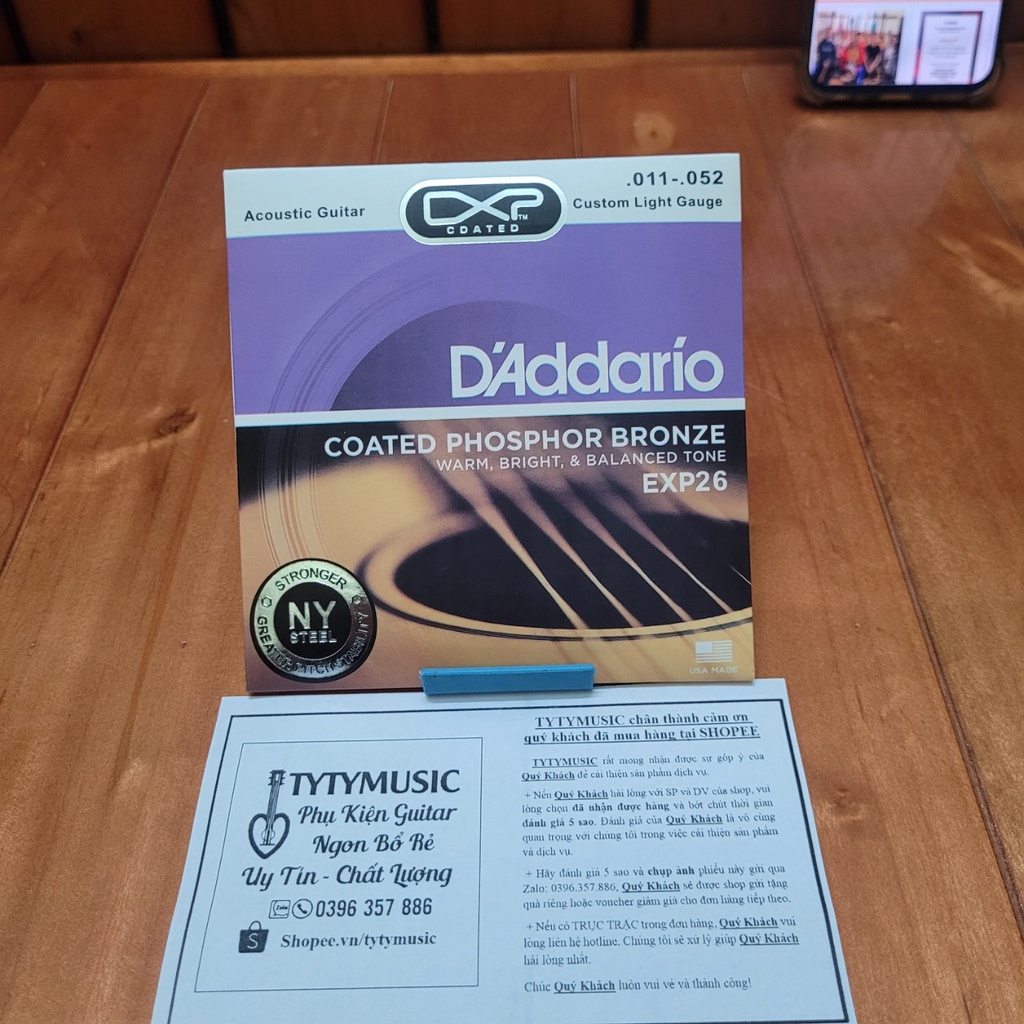 Dây đàn guitar ACOUSTIC D Addario EXP26 size 11 TYTYmusic