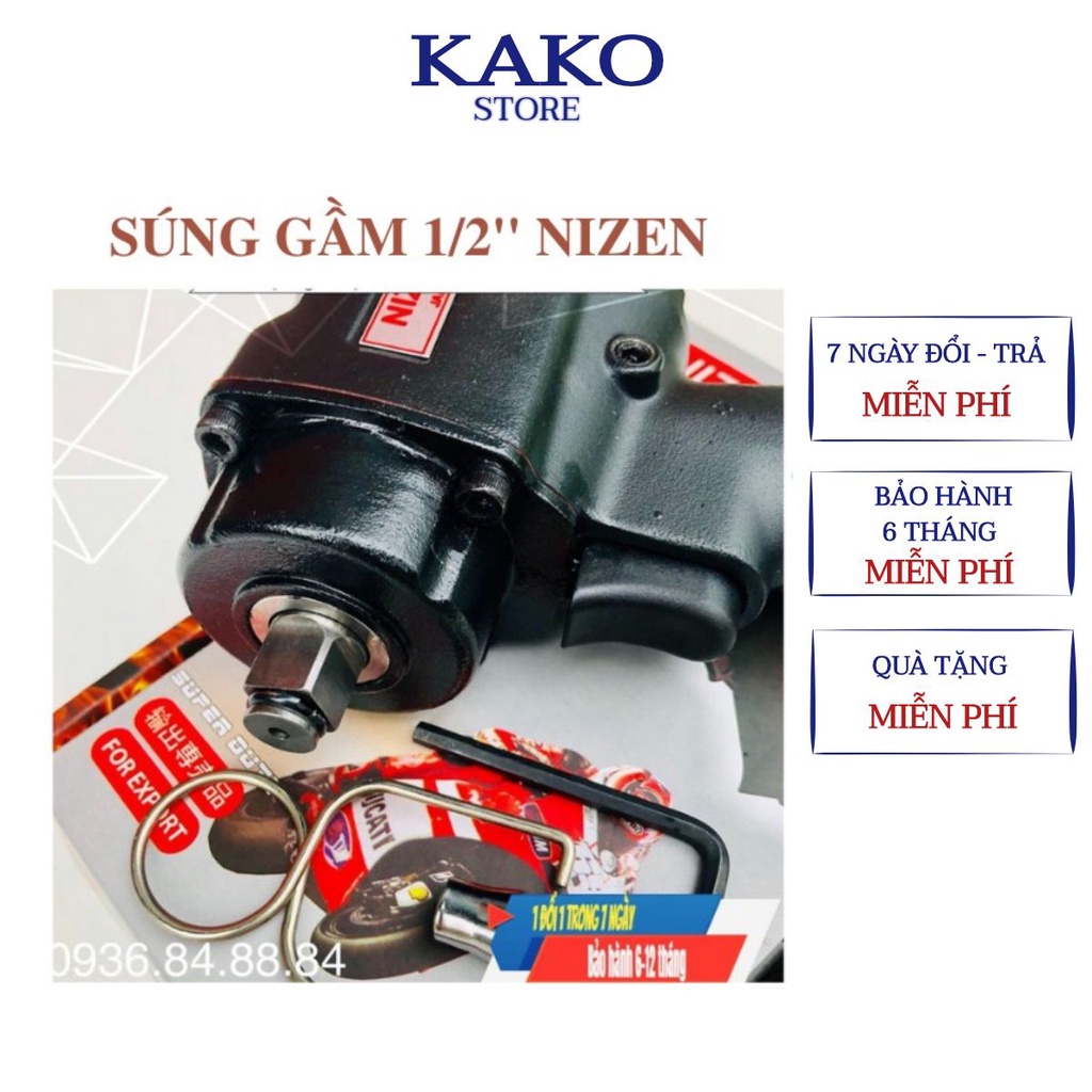 Súng vặn bulong nizen kako, súng 1/2 inch nizen lùn