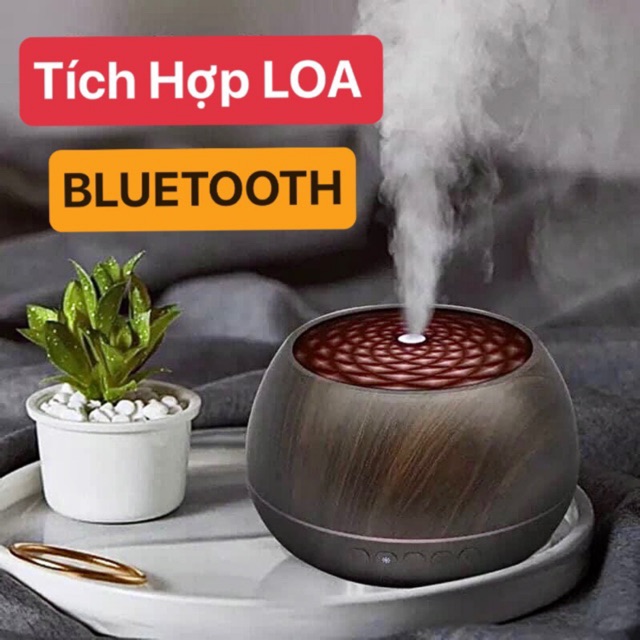 Máy Xông Tinh Dầu Có Loa BLUETOOTH Bí Ngô Vân Gỗ Dung Tích Lớn 1000ml | Vừa Tỏa Hương Thơm, Vừa Nghe Nhạc Thư Giãn