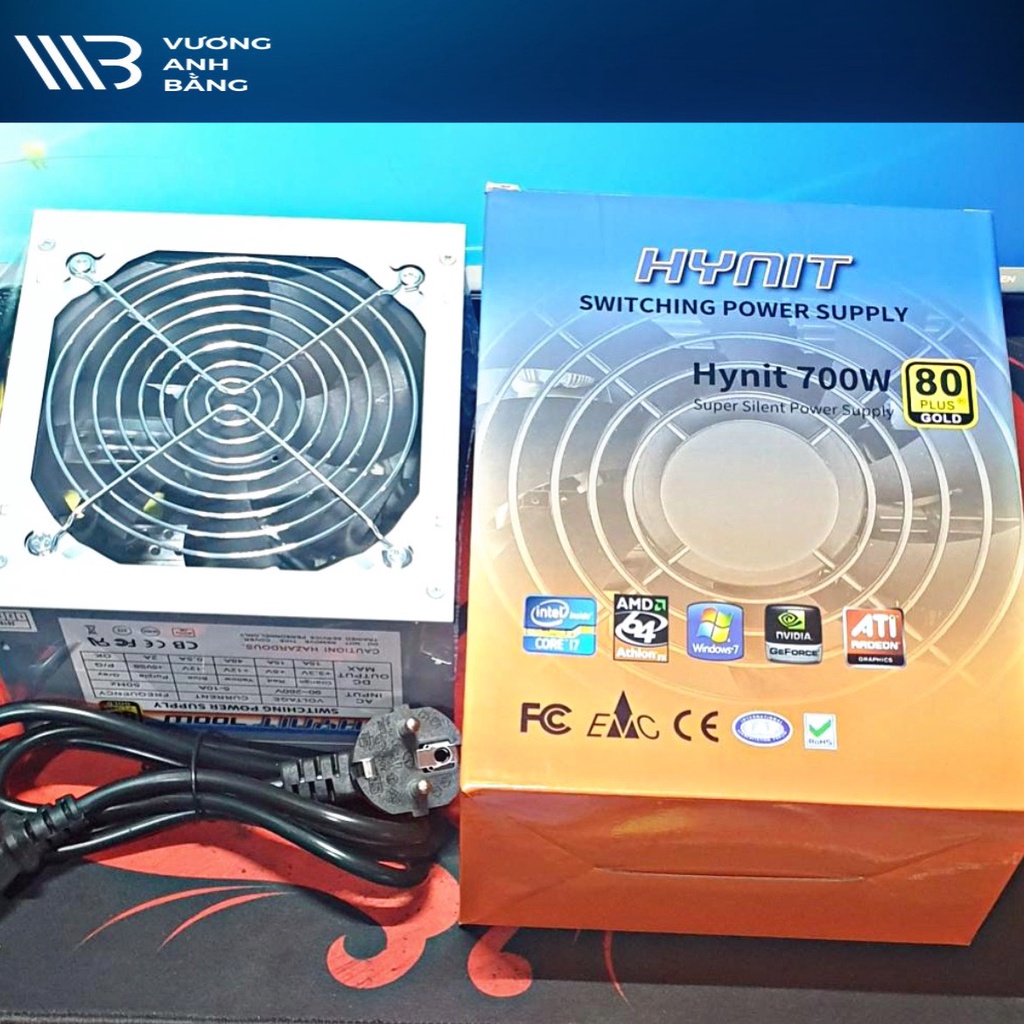 Nguồn HYNIT 700W fan 12 có dây nguồn- Bảo hành 24 tháng