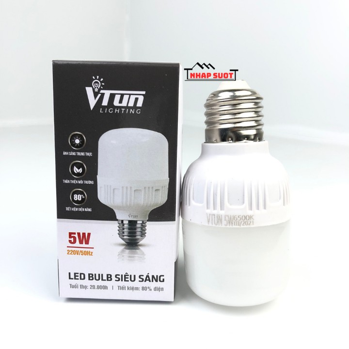 Bóng đèn Led VTUN LIGHTING 5w, 10w, 15w , 20w, 30w tiết kiệm điện, dùng đui xoáy e27, bảo hành 12 tháng