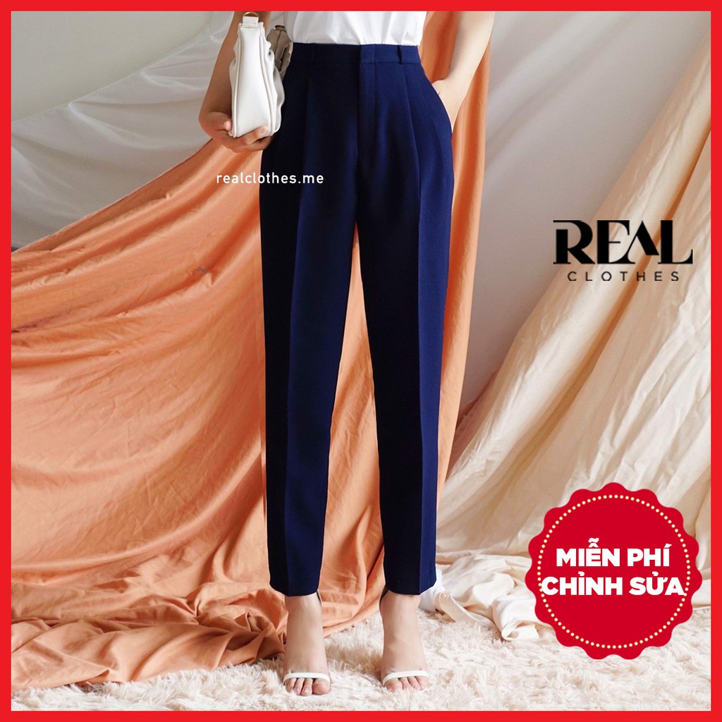 Quần baggy lưng cao màu xanh navy, đủ size, thiết kế cơ bản