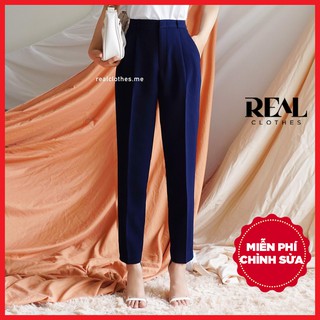 Quần công sở dáng baggy lưng cao cindy xanh navy_REAL