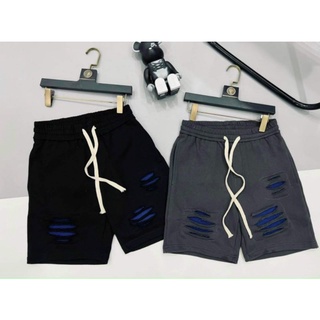 Quần short nỉ, quần đùi rách vá xanh nam 025