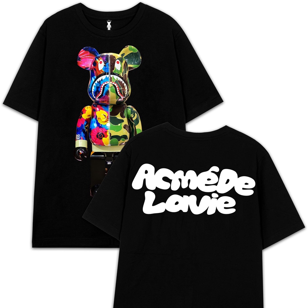 Áo thun Bearbrick Số 16 thun Cotton co giãn 4 chiều Unisex Áo Đen