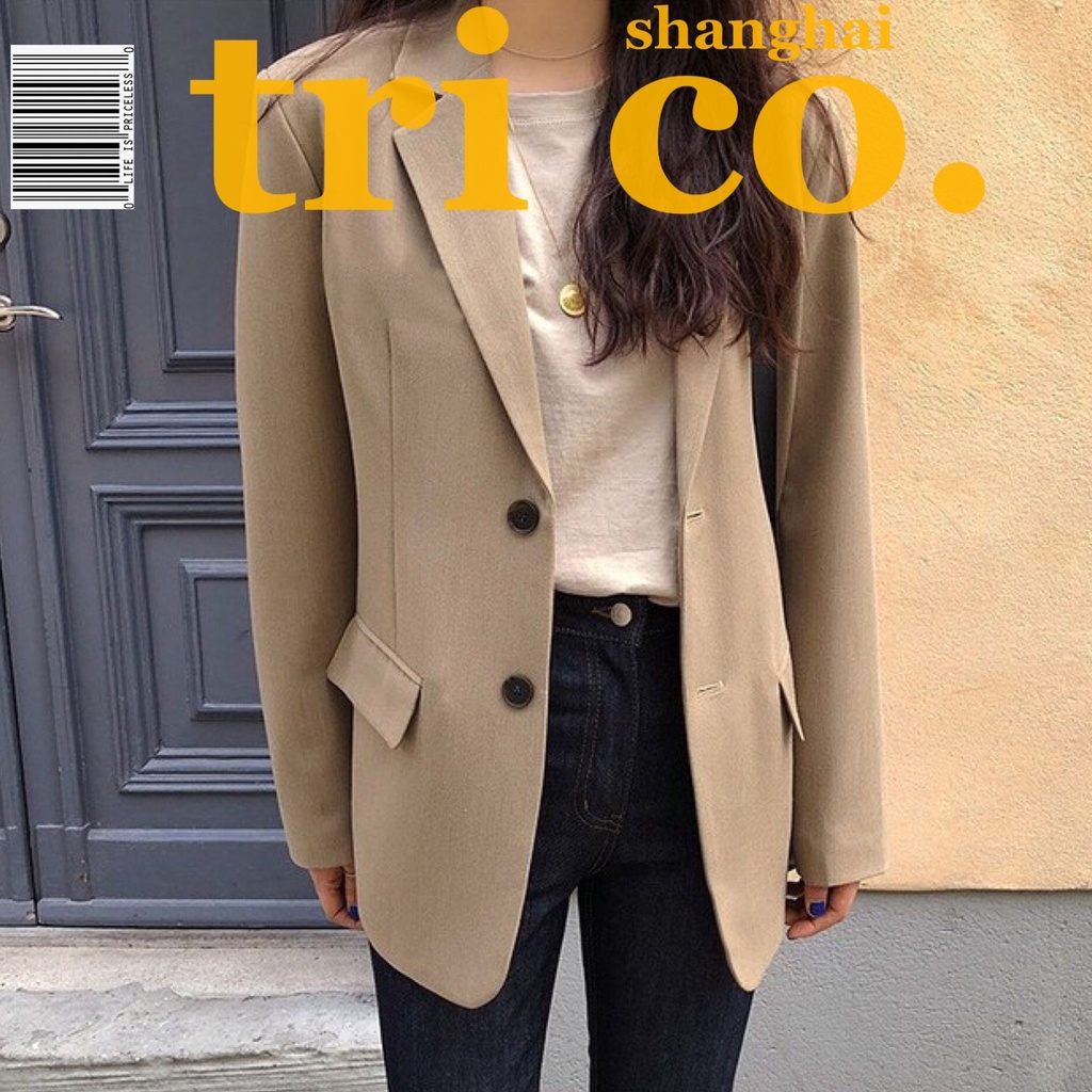 Áo Khoác Blazer Màu Đen Phong Cách Hàn Quốc Thời Trang Mùa Đông Cho Nữ Vest