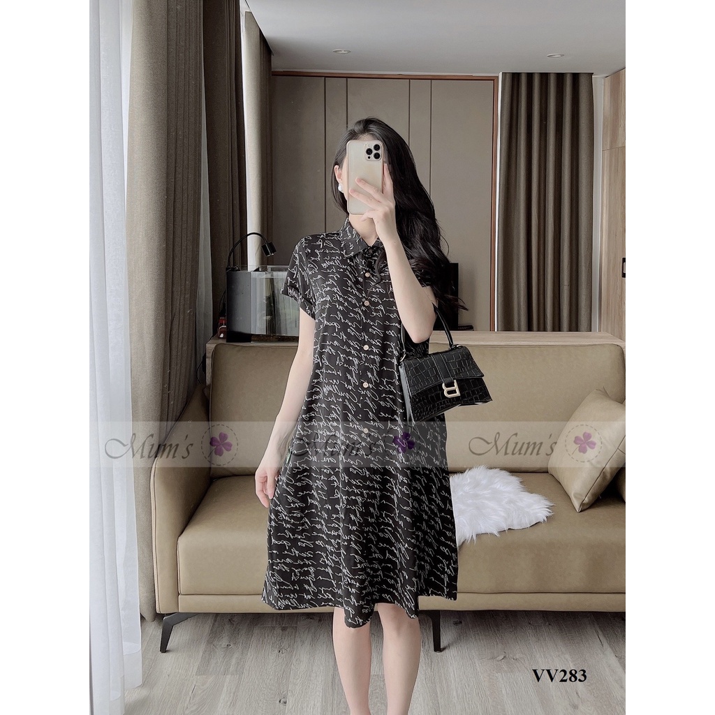 ĐẦM BẦU CÔNG SỞ MUM'S SHOP  FREESHIP  Váy bầu xinh mùa hè voan đen hình chữ cổ đức