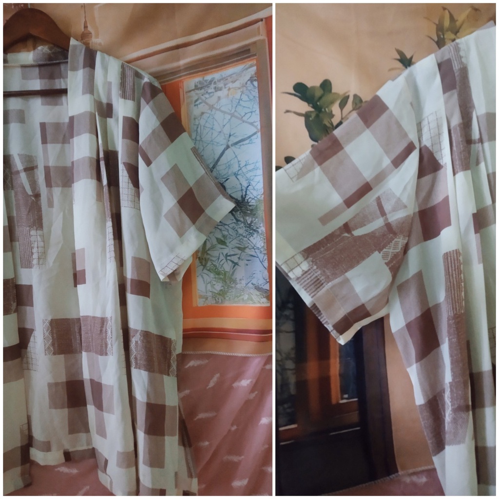 |2hand| Áo khoác voan korea - áo choàng dáng dài họa tiết kẻ xinh xắn | BigBuy360 - bigbuy360.vn