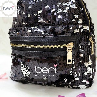 Balo thỏ sequin lấp lánh BERI (đen) - BALO004