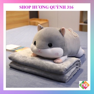 (HQ)Bộ chăn gối văn phòng chuột Hamster, gấu bông, gối ôm,kèm chăn chất liệu co gian 4 chiều siêu hot hit