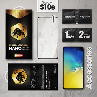 Cường lực Samsung Galaxy S10e hiệu Webphukien Full viền màu (Đen)