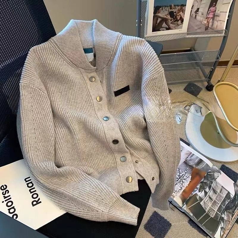 Áo khoác Pure Cube len sáp mềm dáng ôm màu xám phong cách phương tây thời trang mùa thu cho nữ