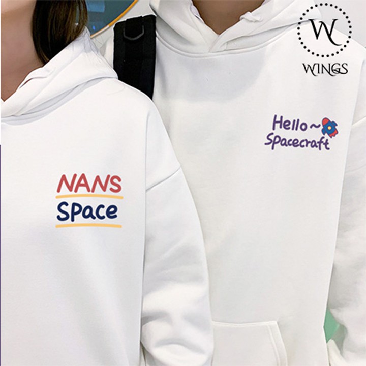 Áo hoodies nữ Wings phiên bản phi hành gia dễ thương đen trắng 45-90kg | BigBuy360 - bigbuy360.vn