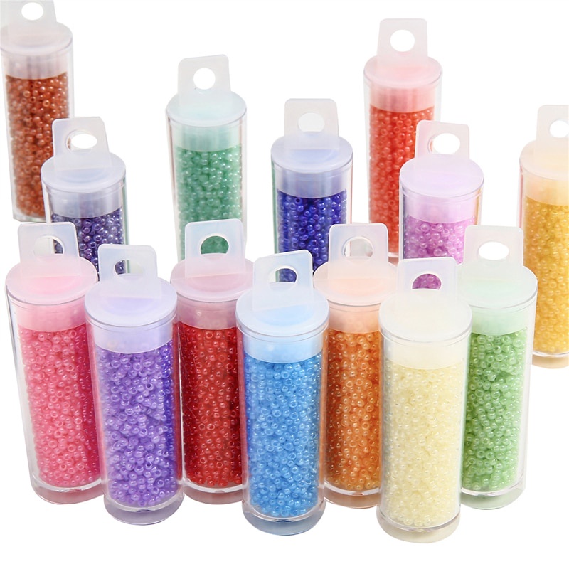 Bộ 1500 hạt thủy tinh 2mm nhiều màu dùng để làm trang sức