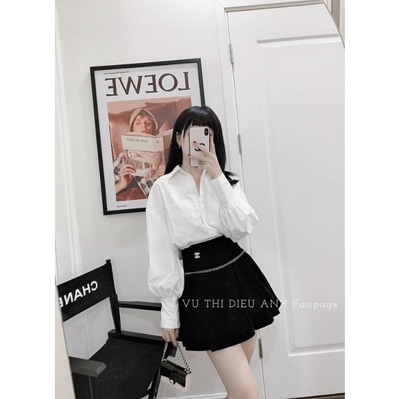 Chân váy Nhung cạp cao có quần trong