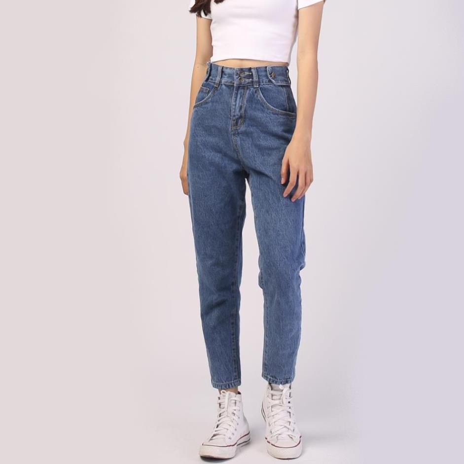 Quần baggy jeans nữ SAIGONJEAN form rộng,2 bách vuông,lưng thun QD016 – quần bò nữ ulzzang 🏅 *