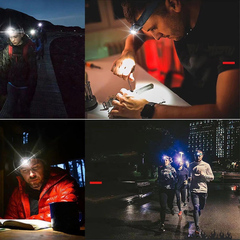 Đèn LED Đeo Đầu Sạc USB Cảm Ứng Dùng Pin Có Thể Sạc Lại Dùng Khi Chạy Bộ Câu Cá