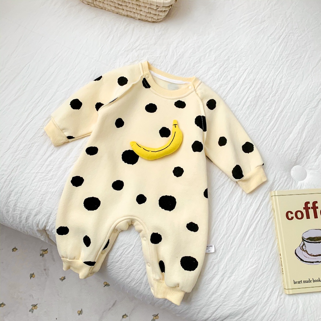 Áo liền quần in hình trái chuối/mặt cười đáng yêu cho bé