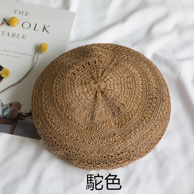 Mũ Beret Đan Bằng Cotton Lanh Thoáng Khí Màu Sắc Đơn Giản Phong Cách Nhật Bản