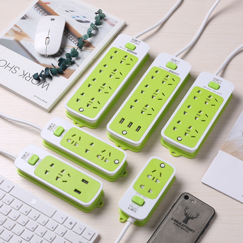 Ổ cắm điện đa năng chống giật 3 lỗ 2 chấu, 3 lỗ 3 chấu kèm 3 cổng sạc USB tiêu chuẩn, dây nối dài 1.8 mét