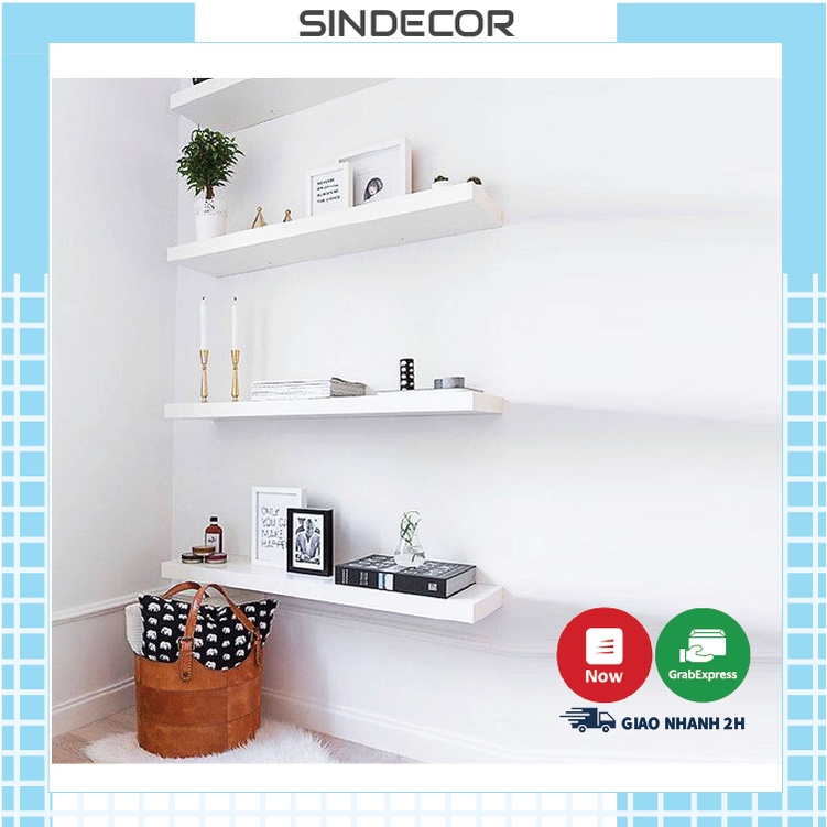 Thanh ngang kệ gỗ treo tường (giá xưởng) thanh tặng kèm vít âm tường - Gỗ MDF 60*15 (cm) - Sindecor