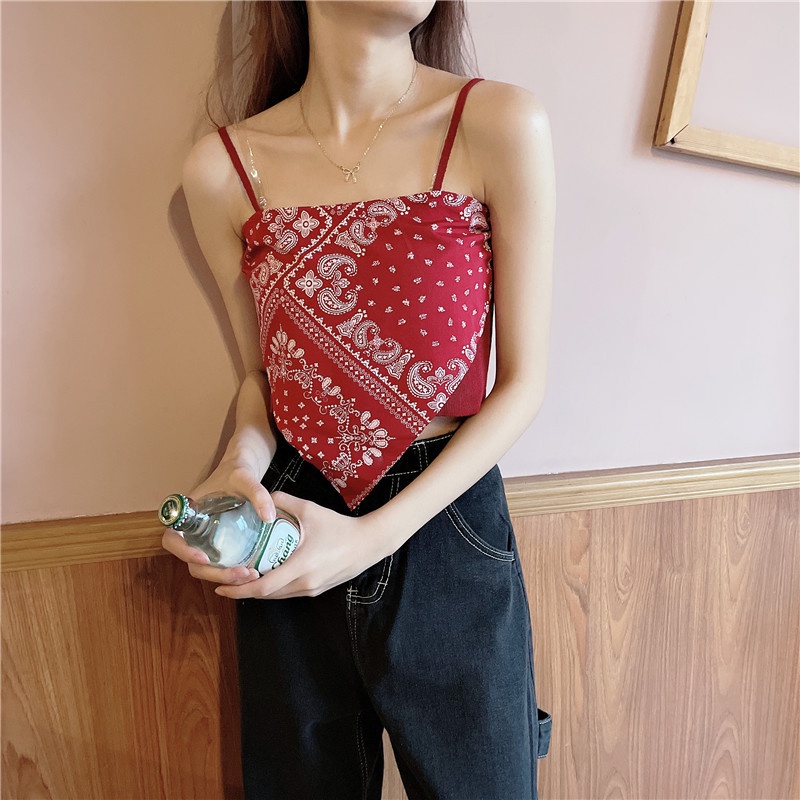 Áo Dệt Kim Hai Dây In Họa Tiết Phong Cách Gothic Quyến Rũ