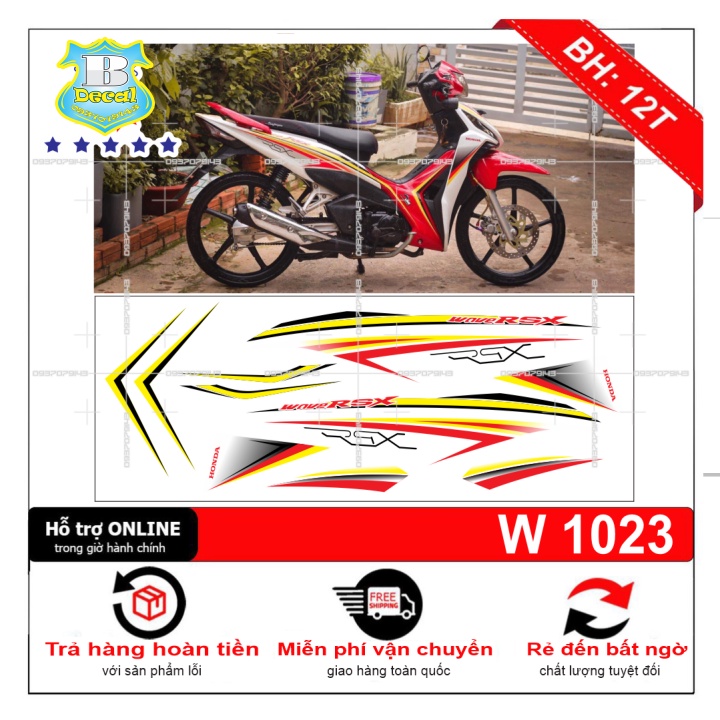 ( Quí khách vui lòng mang ra tiệm cho thợ dán ) Tem wave RSX trắng đỏ