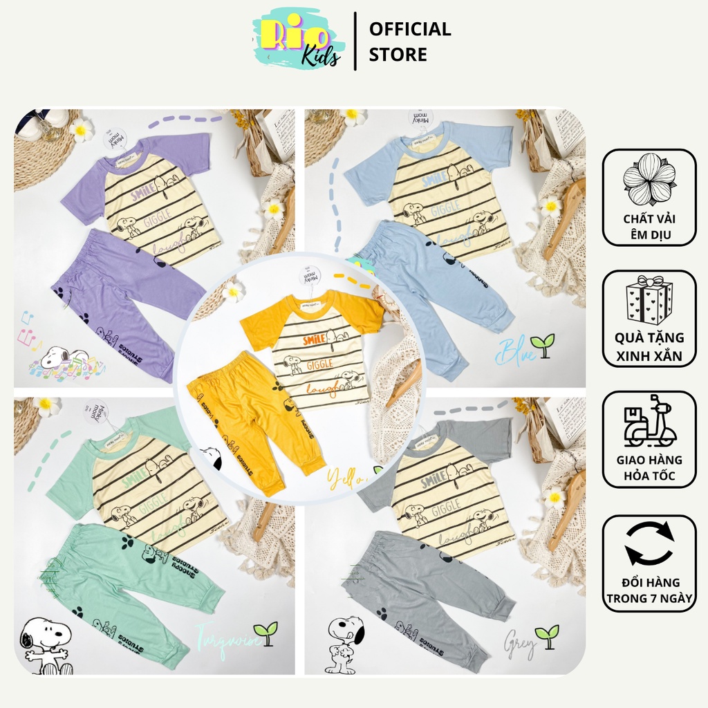 Đồ bộ áo thun cộc tay quần dài Minky Mom thun lạnh cho bé từ 9 - 19kg mặc ở nhà - Riokids TN3