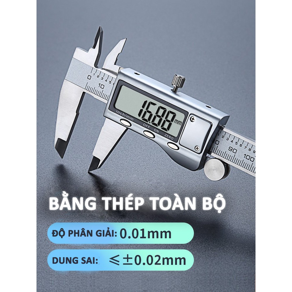 Thước kẹp điện tử 150mm thép hợp kim không rỉ màn hình LCD Syntek