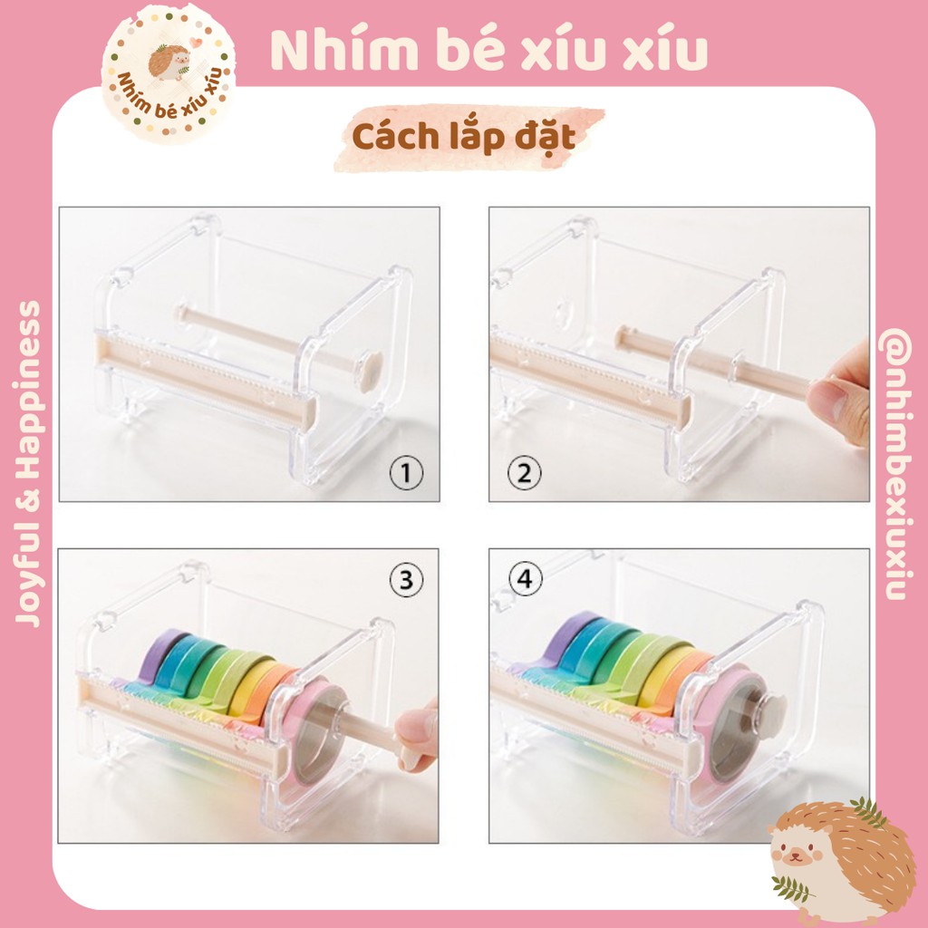 Hộp nhựa ĐỰNG - CẮT băng dính washi tape decor bàn học bàn làm việc TN41