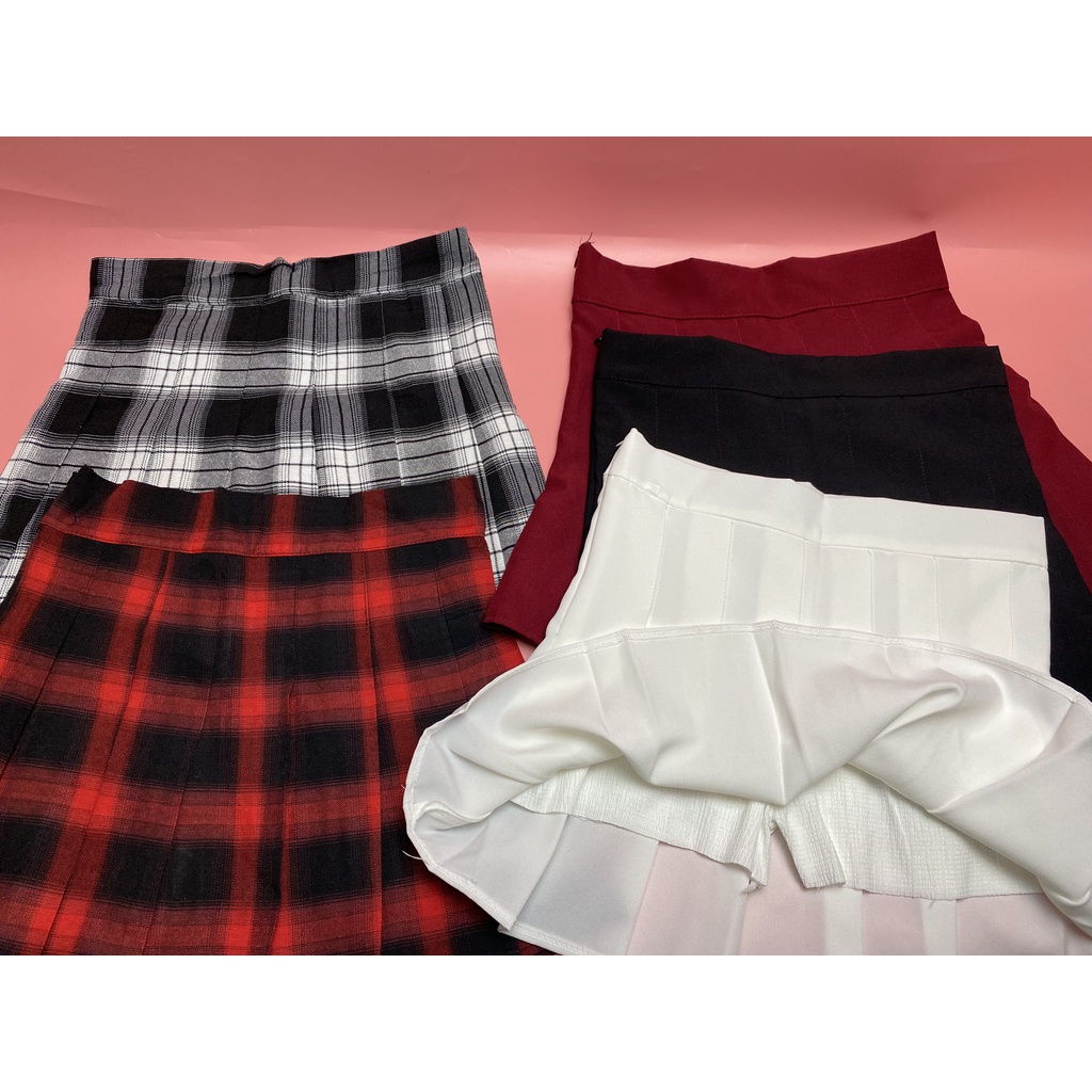 Chân Váy Tennis Xếp Ly Caro Phong Cách Hàn Quốc.