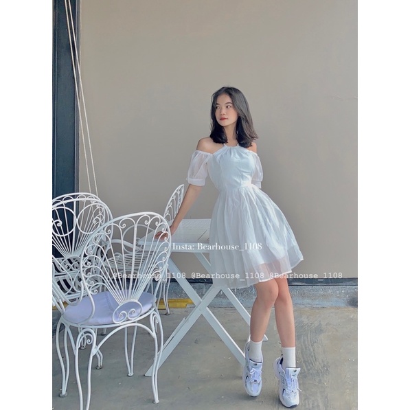 VÁY ĐẦM TRẮNG VOAN TƠ CỔ YẾM TIỂU THƯ | BigBuy360 - bigbuy360.vn