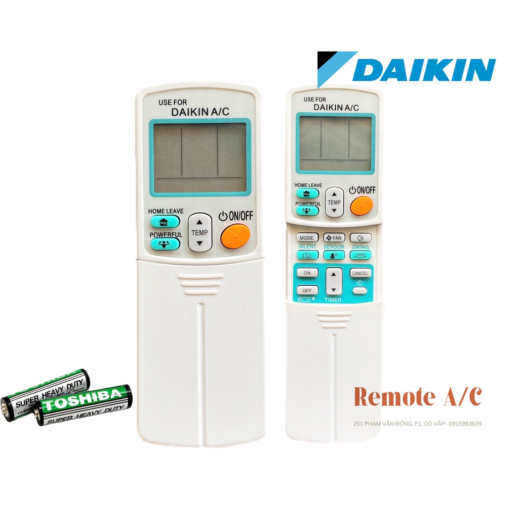 REMOTE MÁY LẠNH DAKIN INVERTER VIỀN XANH 2 NÚT XANH( tặng pin )