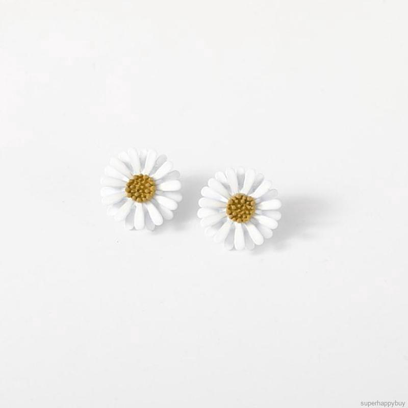 Bông tai xỏ lỗ thiết kế mặt hình hoa cúc đính ngọc trai thời trang đơn giản cho nữ