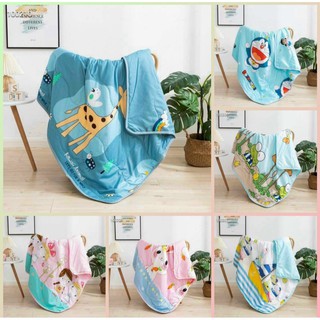 Chăn trẻ em vải cotton đũi mềm mịn thoáng mát, chăn hè cho bé đi học 1m1x1m4