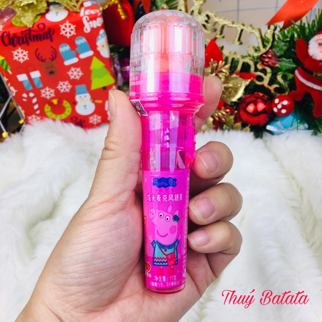 Kẹo đồ chơi trẻ em hình micro có đèn phát sáng hãng Peppa Pig cho bé từ 3 tuổi, kẹo đồ chơi cho bé (màu ngẫu nhiên)