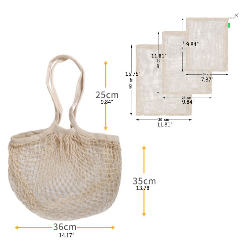 Set 7 Túi Lưới Cotton Đựng Đồ Đa Năng Có Thể Tái Sử Dụng